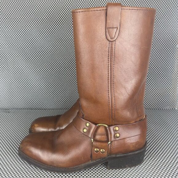 Double H Harness Boots Womens 11.5 Brown Leather Biker Motorcycle Western - Picture 2 of 15